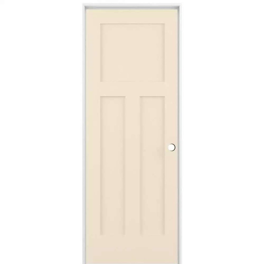 Interior Doors * | American Building Supply Prehung Interior Doors Shaker 28-In X 80-In Cream-N-Sugar 3-Panel Craftsman Solid Core Prefinished Pine Mdf Left Hand Inswing Single Prehung Interior Door