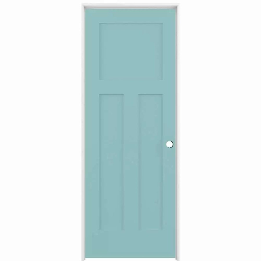 Interior Doors * | American Building Supply Prehung Interior Doors Shaker 36-In X 80-In Sea Mist 3-Panel Craftsman Solid Core Prefinished Pine Mdf Left Hand Inswing Single Prehung Interior Door