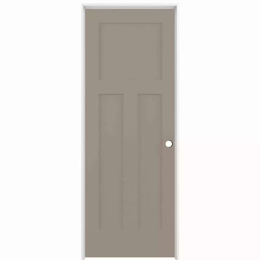 Interior Doors * | American Building Supply Prehung Interior Doors Shaker 24-In X 80-In Sand Piper 3-Panel Craftsman Solid Core Prefinished Pine Mdf Right Hand Inswing Single Prehung Interior Door