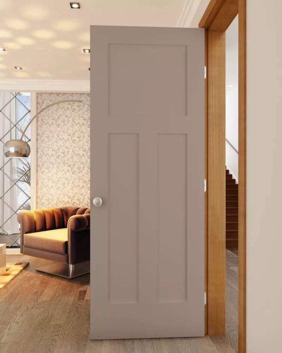 Interior Doors * | American Building Supply Prehung Interior Doors Shaker 24-In X 80-In Sand Piper 3-Panel Craftsman Solid Core Prefinished Pine Mdf Right Hand Inswing Single Prehung Interior Door