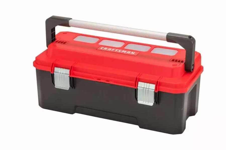 Tool Storage & Work Benches * | Craftsman Portable Tool Boxes Pro 26-In Red Plastic Lockable Tool Box