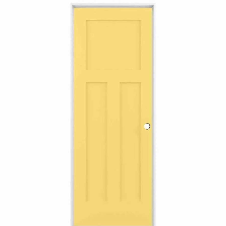 Interior Doors * | Reliabilt Prehung Interior Doors Shaker 32-In X 80-In Marigold 3-Panel Craftsman Solid Core Prefinished Pine Mdf Left Hand Inswing Single Prehung Interior Door