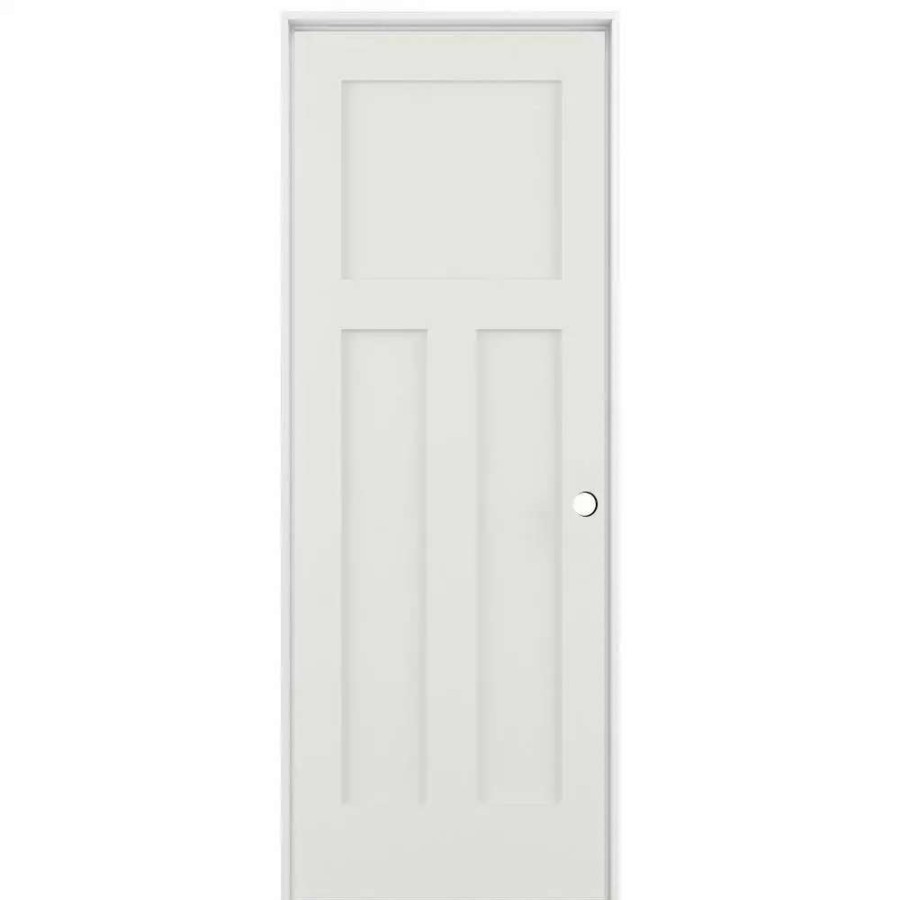 Interior Doors * | American Building Supply Prehung Interior Doors Shaker 30-In X 80-In Snow Storm 3-Panel Craftsman Solid Core Prefinished Pine Mdf Left Hand Inswing Single Prehung Interior Door