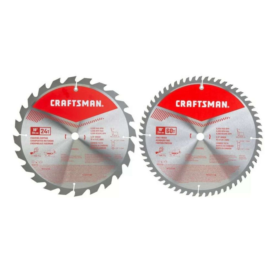 Power Tool Accessories * | Craftsman Circular Saw Blades 2-Pack 10-In Set High-Speed Steel Circular Saw Blade Set