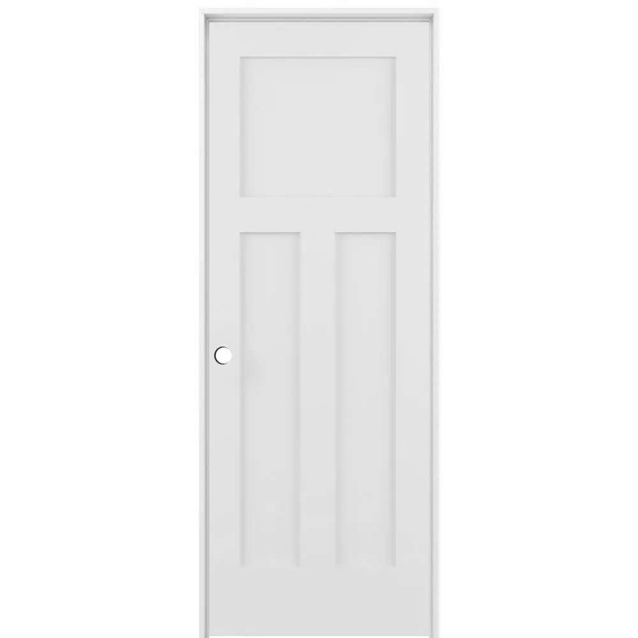 Interior Doors * | Reliabilt Prehung Interior Doors Shaker 24-In X 80-In White 3-Panel Craftsman Solid Core Prefinished Pine Mdf Right Hand Inswing Single Prehung Interior Door