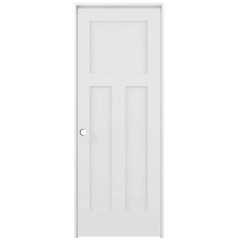 Interior Doors * | American Building Supply Prehung Interior Doors Shaker 30-In X 80-In White 3-Panel Craftsman Solid Core Prefinished Pine Mdf Right Hand Inswing Single Prehung Interior Door