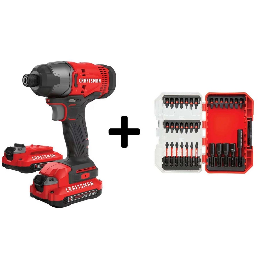 Power Tools * | Craftsman Impact Drivers V20 20-Volt Max Variable Speed Cordless Impact Driver (2-Batteries Included)