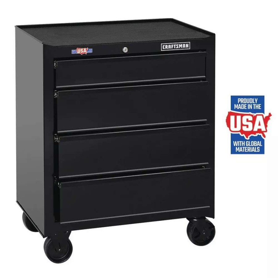 Tool Storage & Work Benches * | Craftsman Bottom Tool Cabinets 1000 Series 26.5-In W X 32.5-In H 4-Drawer Steel Rolling Tool Cabinet (Black)