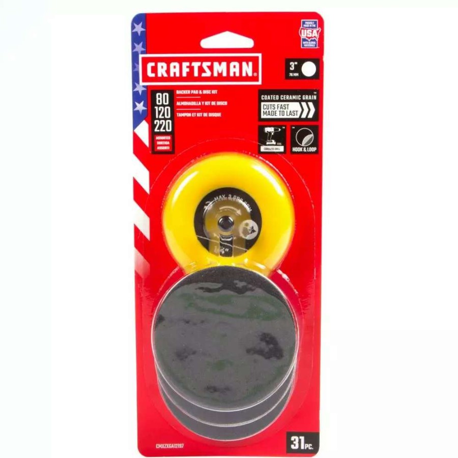 Power Tool Accessories * | Craftsman Power Tool Sandpaper 3 In Cer Disc Kit Asst Grits 1+30 Ceramic Alumina Multi-Grade Pack Disc Sandpaper