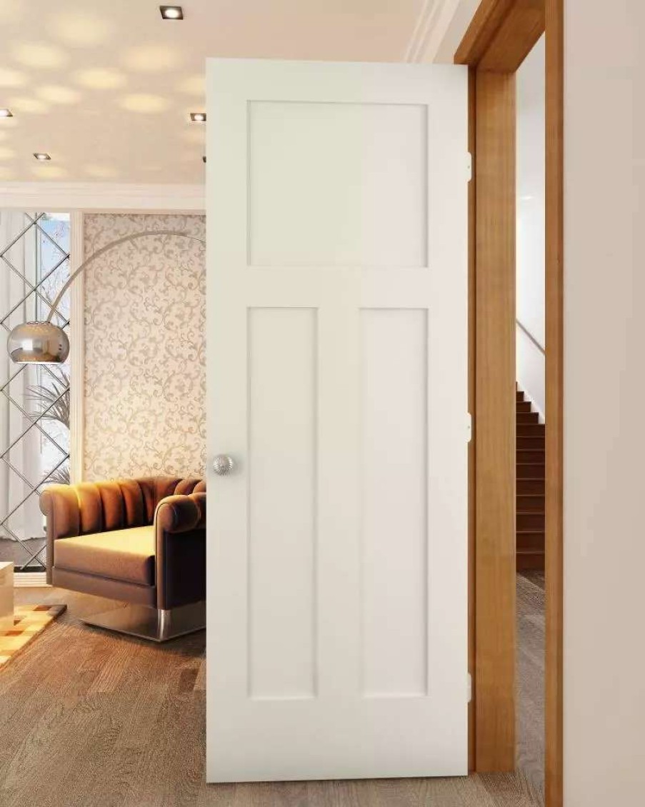 Interior Doors * | American Building Supply Prehung Interior Doors Shaker 32-In X 80-In Moonglow 3-Panel Craftsman Solid Core Prefinished Pine Mdf Left Hand Inswing Single Prehung Interior Door