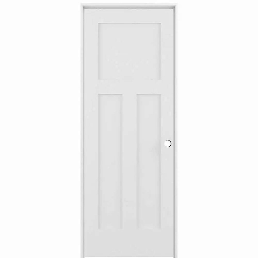 Interior Doors * | American Building Supply Prehung Interior Doors Shaker 30-In X 80-In White 3-Panel Craftsman Solid Core Prefinished Pine Mdf Left Hand Inswing Single Prehung Interior Door