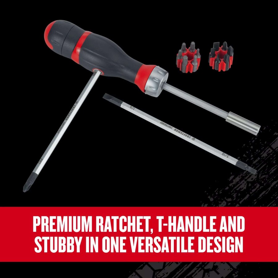 Hand Tools * | Craftsman Screwdrivers V-Series 18-Piece Bi-Material Handle Ratcheting Set Multi-Bit Screwdriver Set