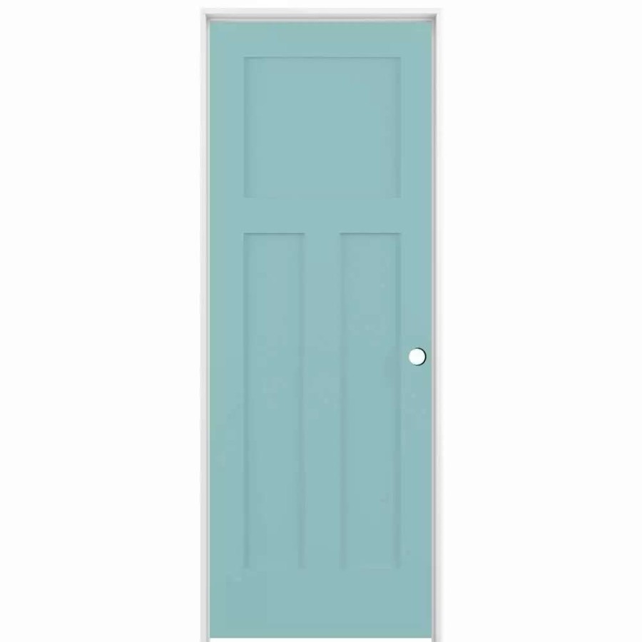 Interior Doors * | American Building Supply Prehung Interior Doors Shaker 30-In X 80-In Sea Mist 3-Panel Craftsman Solid Core Prefinished Pine Mdf Left Hand Inswing Single Prehung Interior Door