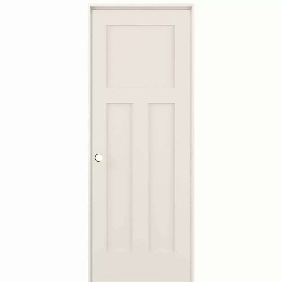 Interior Doors * | American Building Supply Prehung Interior Doors Shaker 30-In X 80-In Moonglow 3-Panel Craftsman Solid Core Prefinished Pine Mdf Right Hand Inswing Single Prehung Interior Door