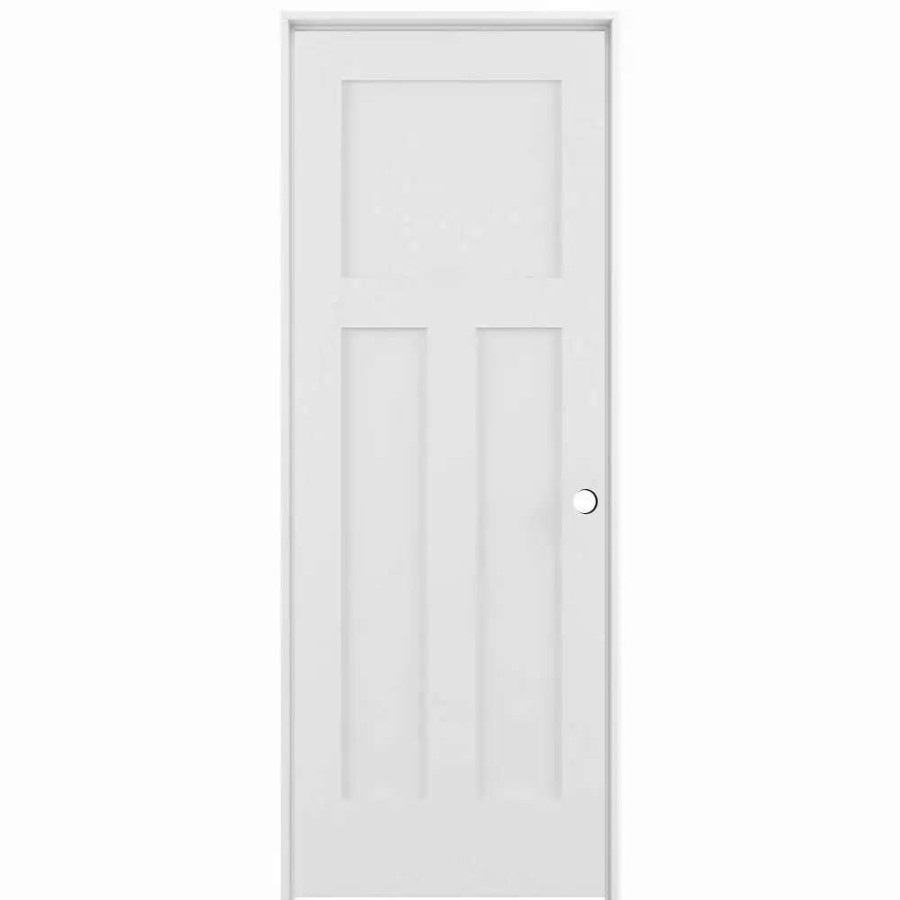 Interior Doors * | Reliabilt Prehung Interior Doors Shaker 36-In X 80-In White 3-Panel Craftsman Solid Core Prefinished Pine Mdf Left Hand Inswing Single Prehung Interior Door