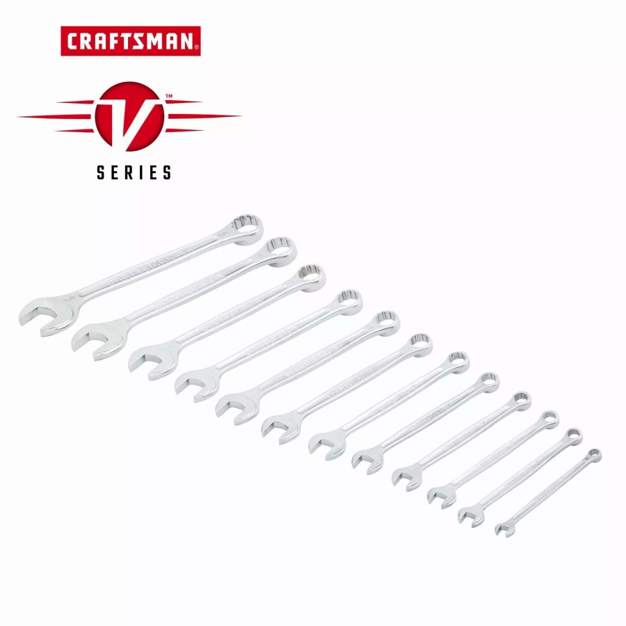 Hand Tools * | Craftsman Combination Wrenches & Sets V-Series 12-Piece Set 12-Point Standard (Sae) Standard Combination Wrench Set