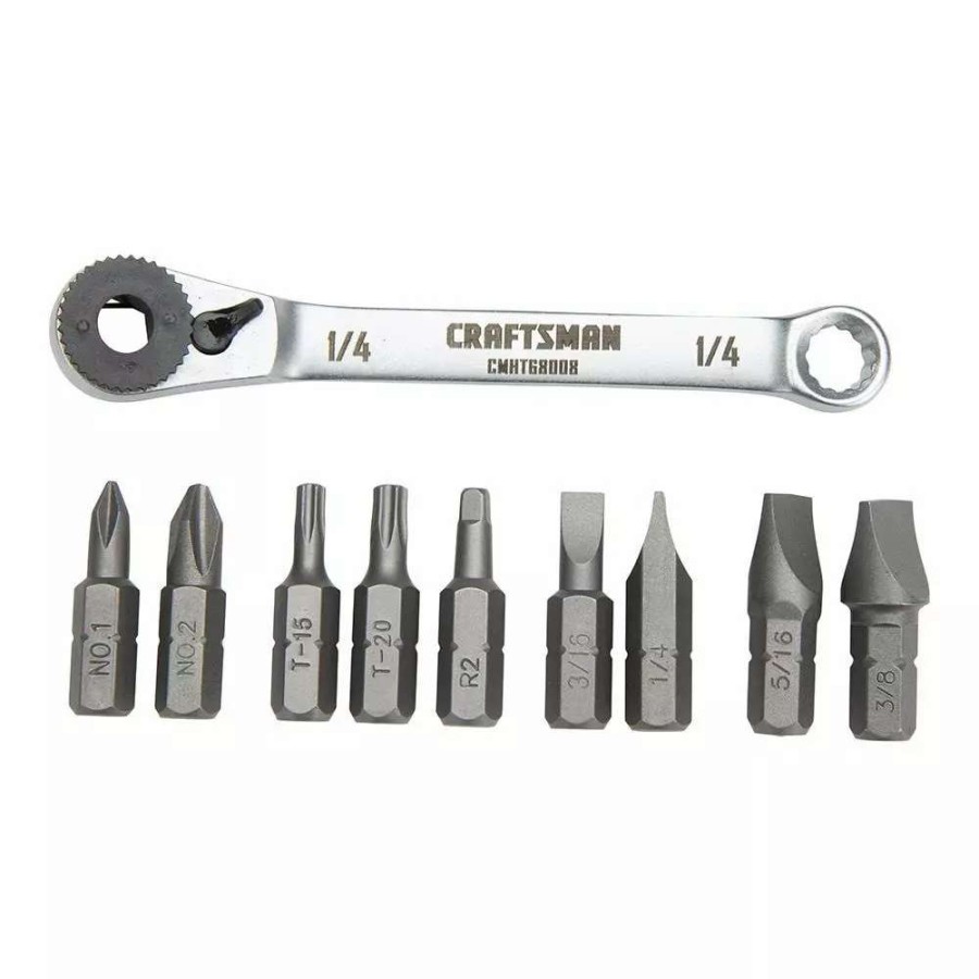 Hand Tools * | Craftsman Screwdrivers 10-Piece Steel Handle Ratcheting Set Multi-Bit Screwdriver Set