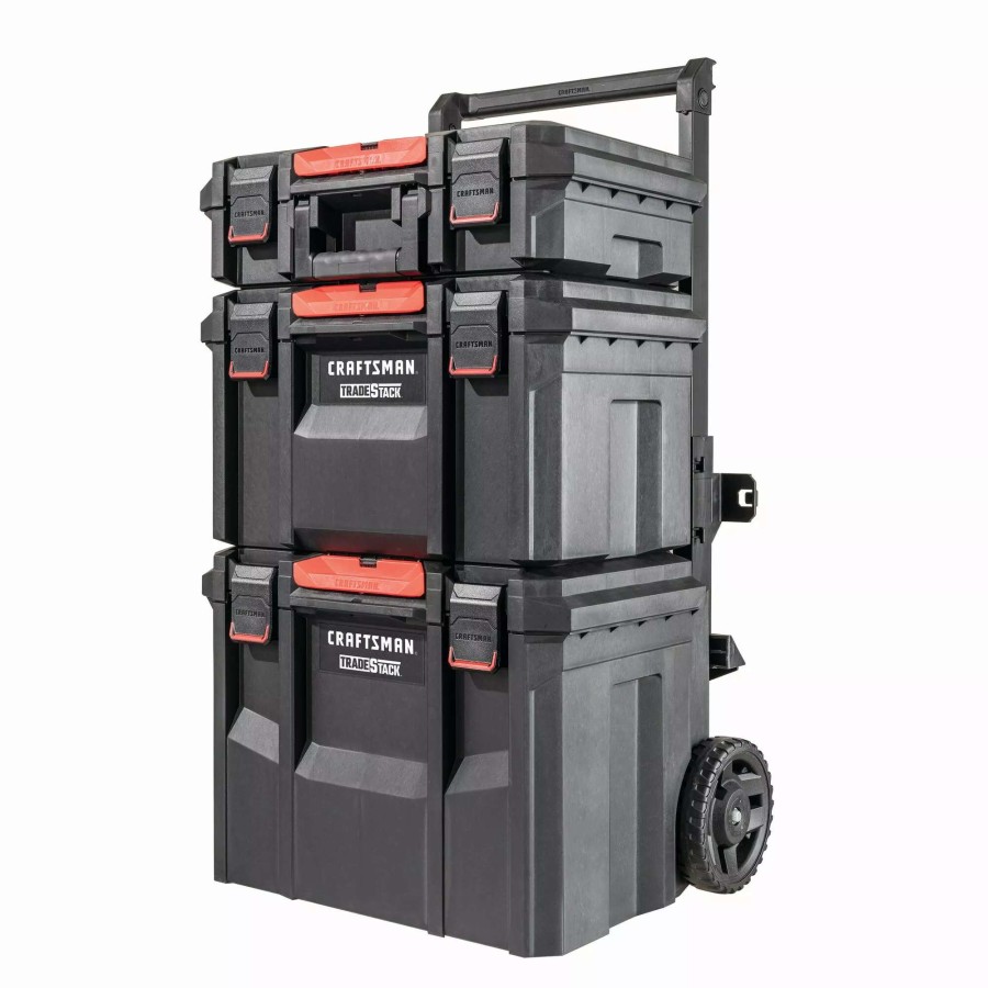 Tool Storage & Work Benches * | Craftsman Portable Tool Boxes Tradestack System Tower 22-In Black Plastic Wheels Lockable Tool Box