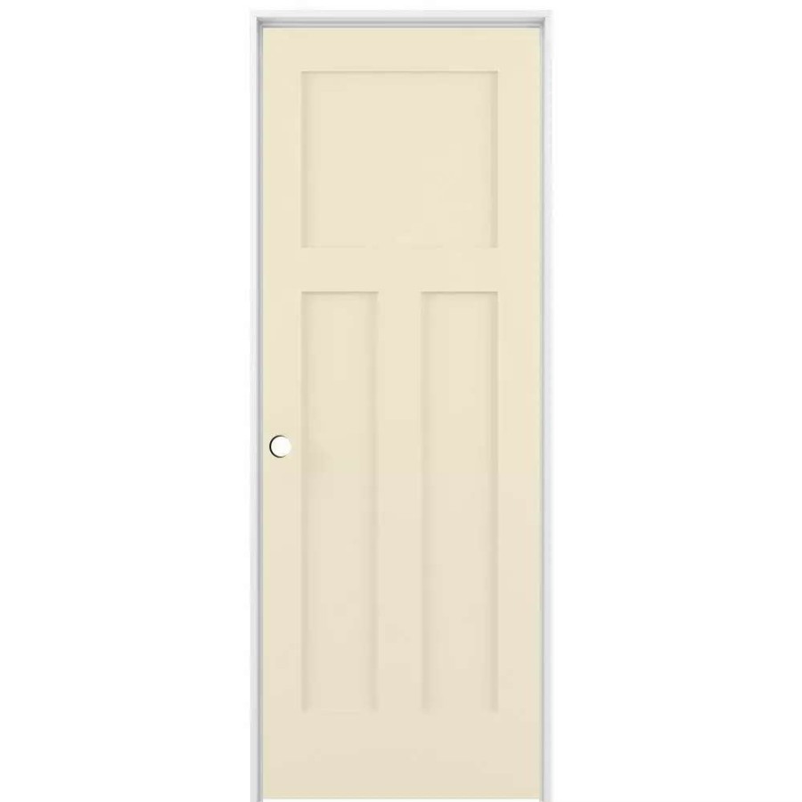 Interior Doors * | American Building Supply Prehung Interior Doors Shaker 30-In X 80-In Cream-N-Sugar 3-Panel Craftsman Solid Core Prefinished Pine Mdf Right Hand Inswing Single Prehung Interior Door