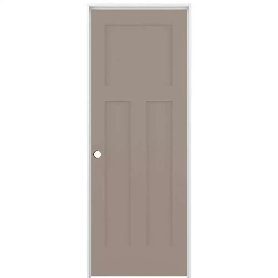 Interior Doors * | Reliabilt Prehung Interior Doors Shaker 36-In X 80-In Sand Piper 3-Panel Craftsman Solid Core Prefinished Pine Mdf Left Hand Inswing Single Prehung Interior Door