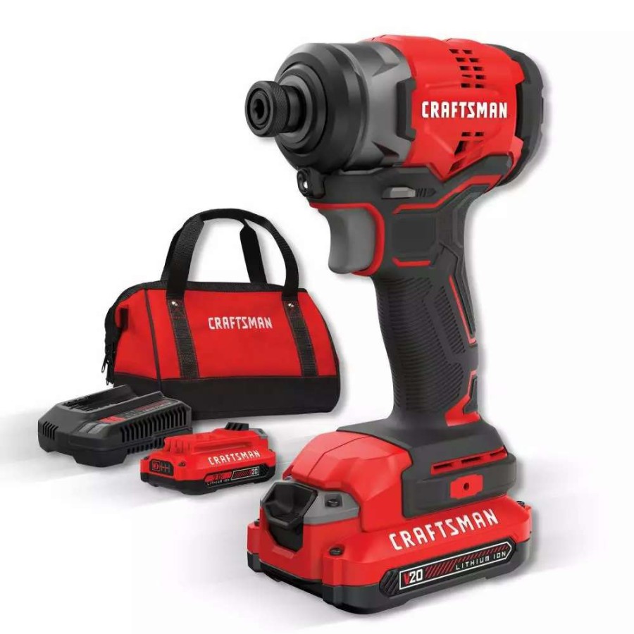 Power Tools * | Craftsman Impact Drivers V20 20-Volt Max Variable Speed Brushless Cordless Impact Driver (2-Batteries Included)