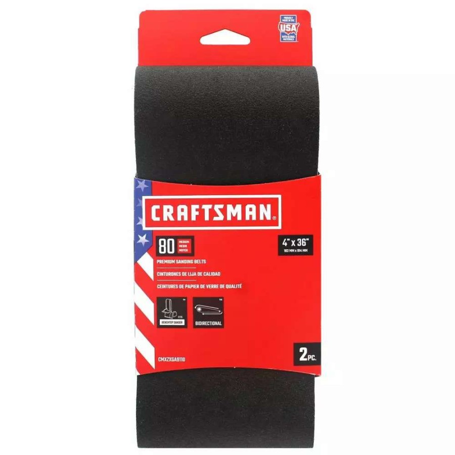 Power Tool Accessories * | Craftsman Power Tool Sandpaper 4 In X 36 In Z/O Belt 80 Grit 2Pk 2-Piece Zirconia Alumina 80-Grit Belt Sandpaper