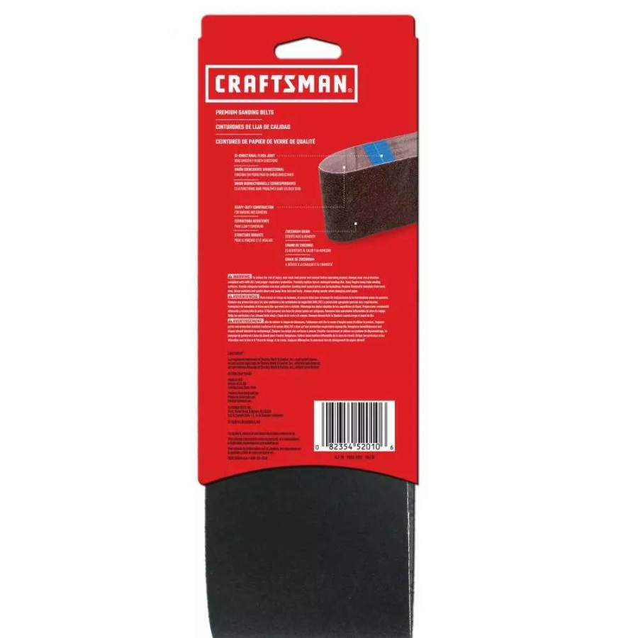 Power Tool Accessories * | Craftsman Power Tool Sandpaper 4 In X 36 In Z/O Belt 80 Grit 2Pk 2-Piece Zirconia Alumina 80-Grit Belt Sandpaper