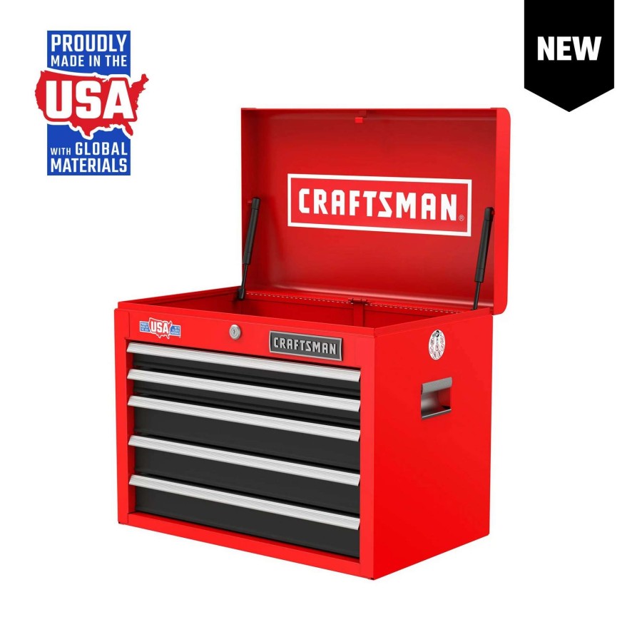 Tool Storage & Work Benches * | Craftsman Top Tool Chests 2000 Series 26-In 5-Drawer Chest Red