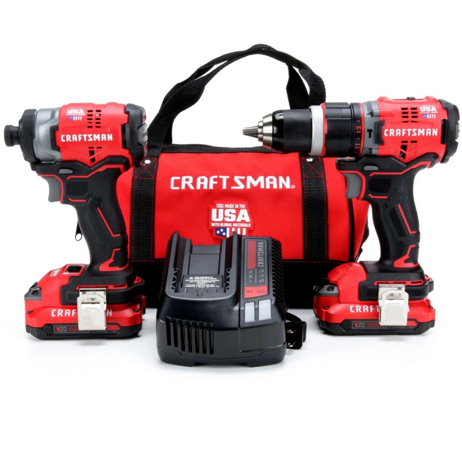 Power Tools * | Craftsman Power Tool Combo Kits V20 2-Tool 20-Volt Max Brushless Power Tool Combo Kit With Soft Case (2-Batteries Included And Charger Included)