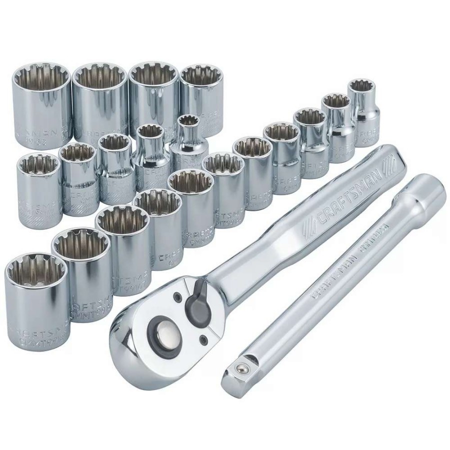 Hand Tools * | Craftsman Ratchets & Ratchet Sets 22-Piece 72-Tooth 3/8-In Drive Quick-Release Standard Ratchet Set