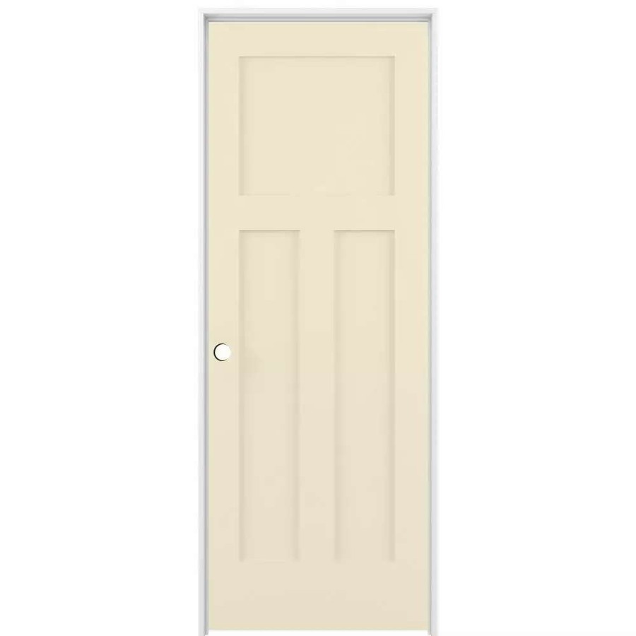 Interior Doors * | American Building Supply Prehung Interior Doors Shaker 28-In X 80-In Cream-N-Sugar 3-Panel Craftsman Solid Core Prefinished Pine Mdf Right Hand Inswing Single Prehung Interior Door