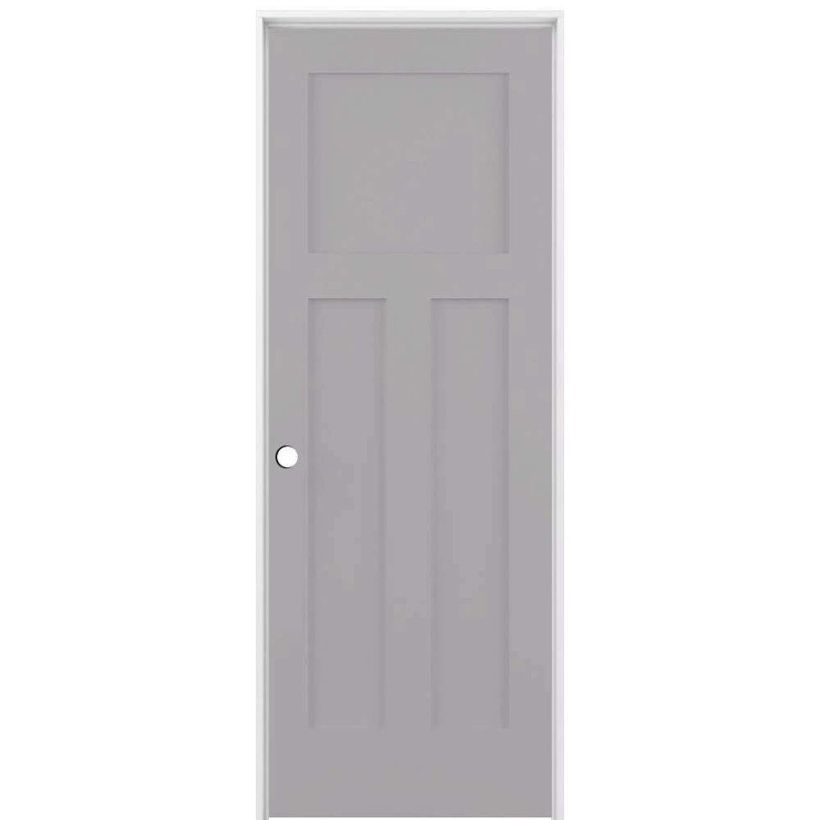 Interior Doors * | Reliabilt Prehung Interior Doors Shaker 36-In X 80-In Driftwood 3-Panel Craftsman Solid Core Prefinished Pine Mdf Right Hand Inswing Single Prehung Interior Door