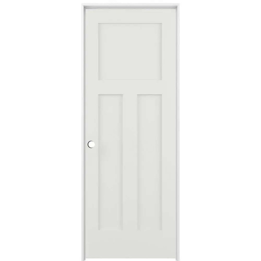 Interior Doors * | American Building Supply Prehung Interior Doors Shaker 24-In X 80-In Snow Storm 3-Panel Craftsman Solid Core Prefinished Pine Mdf Right Hand Inswing Single Prehung Interior Door