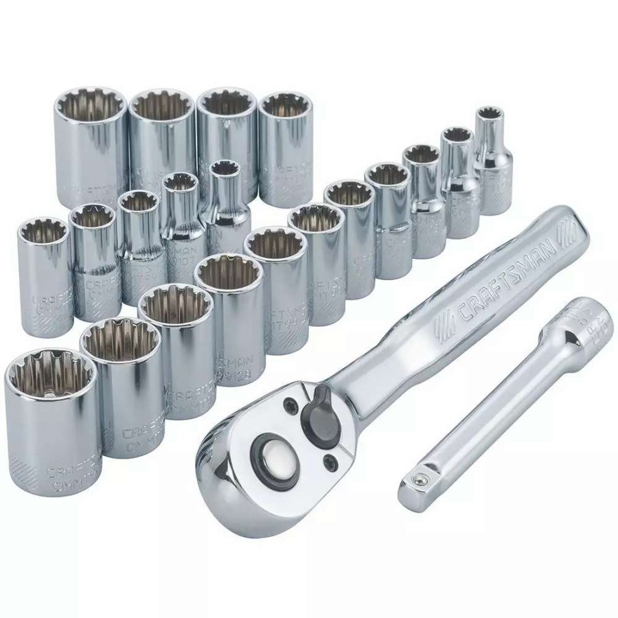 Hand Tools * | Craftsman Ratchets & Ratchet Sets 22-Piece 72-Tooth 1/4-In Drive Quick-Release Standard Ratchet Set