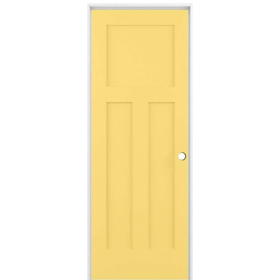 Interior Doors * | Reliabilt Prehung Interior Doors Shaker 36-In X 80-In Marigold 3-Panel Craftsman Solid Core Prefinished Pine Mdf Left Hand Inswing Single Prehung Interior Door