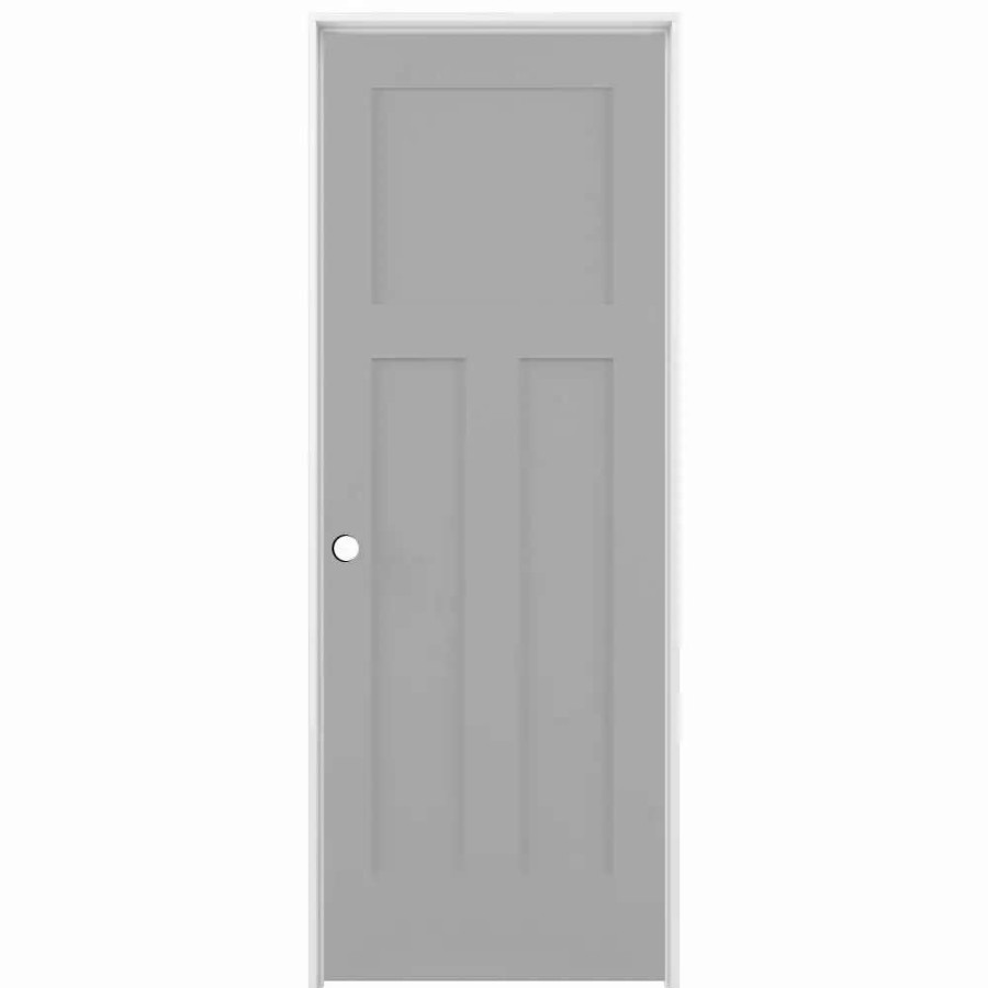 Interior Doors * | American Building Supply Prehung Interior Doors Shaker 30-In X 80-In Driftwood 3-Panel Craftsman Solid Core Prefinished Pine Mdf Right Hand Inswing Single Prehung Interior Door