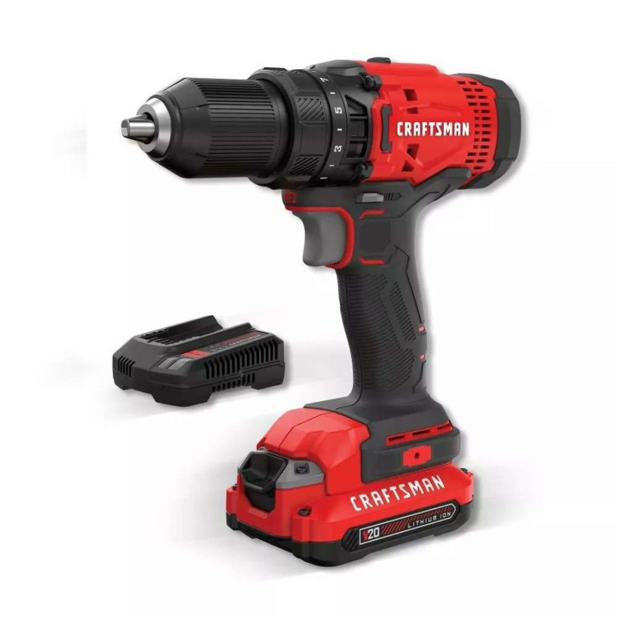 Power Tools * | Craftsman Drills V20 20-Volt Max 1/2-In Cordless Drill (1-Battery Included And Charger Included)