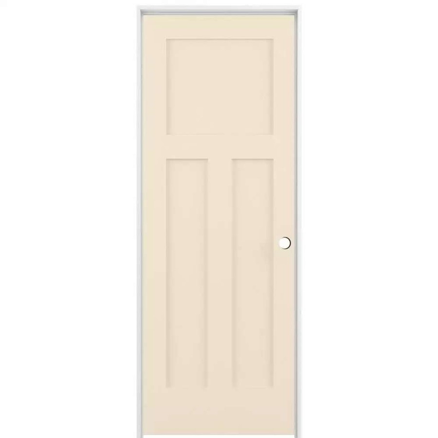 Interior Doors * | Reliabilt Prehung Interior Doors Shaker 36-In X 80-In Cream-N-Sugar 3-Panel Craftsman Solid Core Prefinished Pine Mdf Left Hand Inswing Single Prehung Interior Door