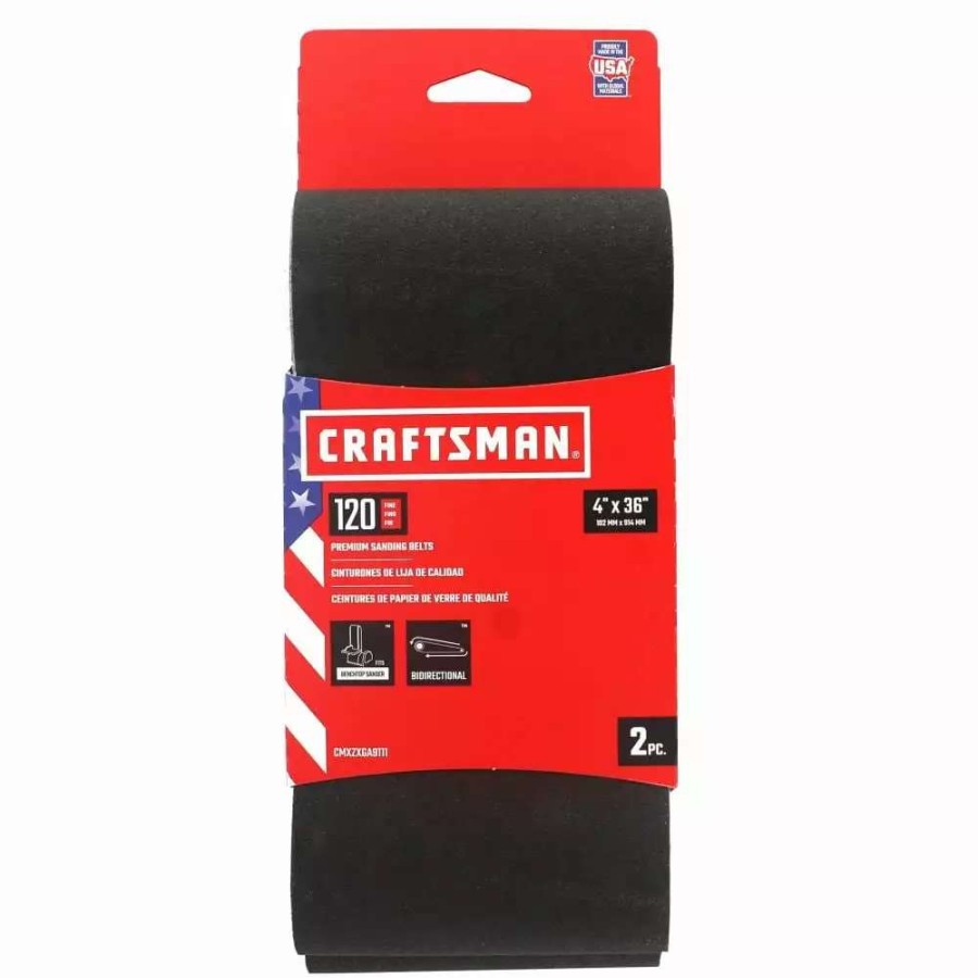 Power Tool Accessories * | Craftsman Power Tool Sandpaper 4 In X 36 In Z/O Belt 120 Grt 2Pk 2-Piece Zirconia Alumina 120-Grit Belt Sandpaper