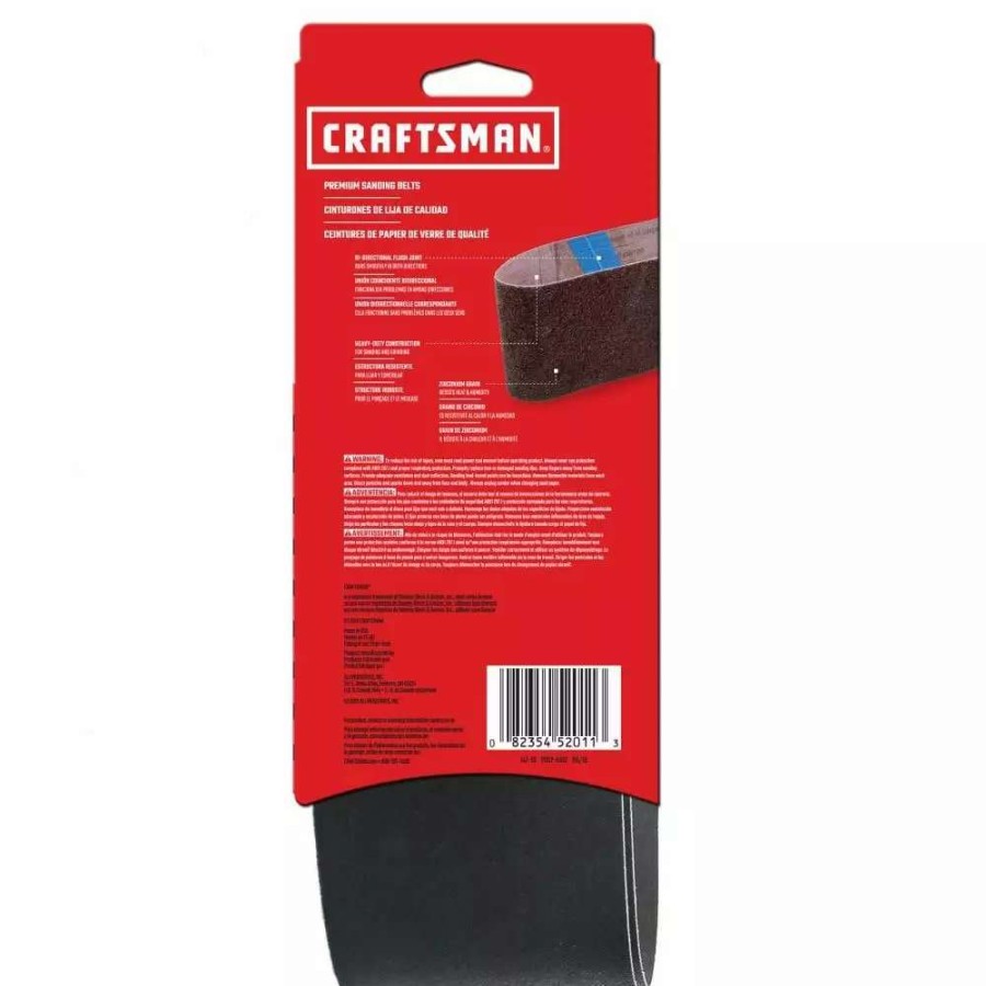 Power Tool Accessories * | Craftsman Power Tool Sandpaper 4 In X 36 In Z/O Belt 120 Grt 2Pk 2-Piece Zirconia Alumina 120-Grit Belt Sandpaper