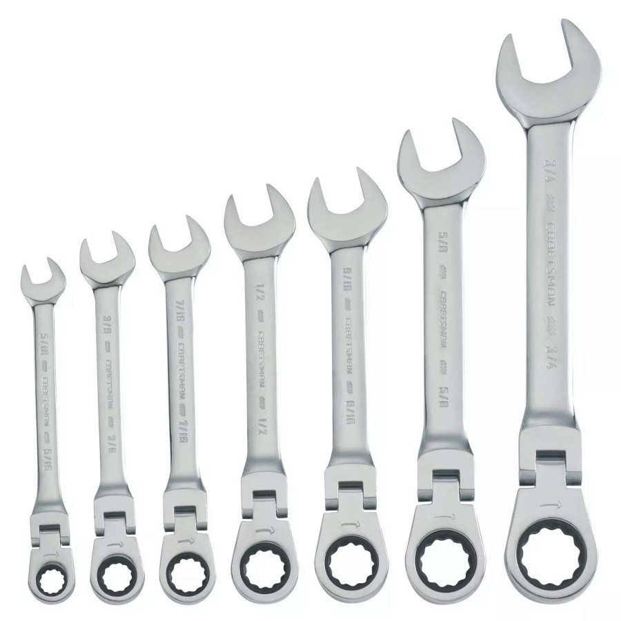 Hand Tools * | Craftsman Ratchet Wrenches & Sets 7-Piece Set 12-Point Standard (Sae) Flexible Head Ratchet Wrench Set