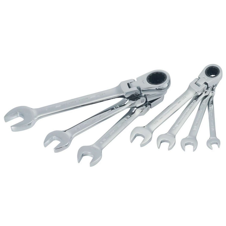 Hand Tools * | Craftsman Ratchet Wrenches & Sets 7-Piece Set 12-Point Standard (Sae) Flexible Head Ratchet Wrench Set