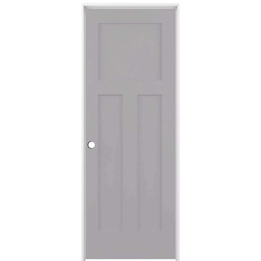 Interior Doors * | American Building Supply Prehung Interior Doors Shaker 24-In X 80-In Driftwood 3-Panel Craftsman Solid Core Prefinished Pine Mdf Right Hand Inswing Single Prehung Interior Door