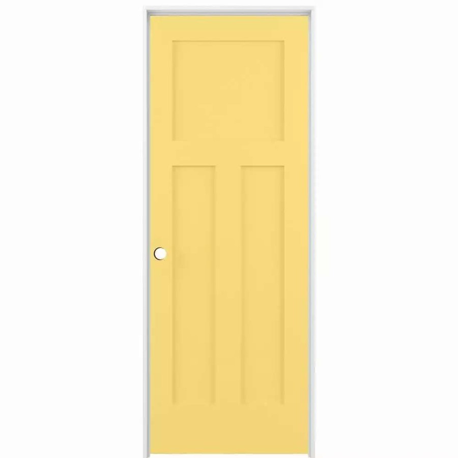 Interior Doors * | Reliabilt Prehung Interior Doors Shaker 32-In X 80-In Marigold 3-Panel Craftsman Solid Core Prefinished Pine Mdf Right Hand Inswing Single Prehung Interior Door