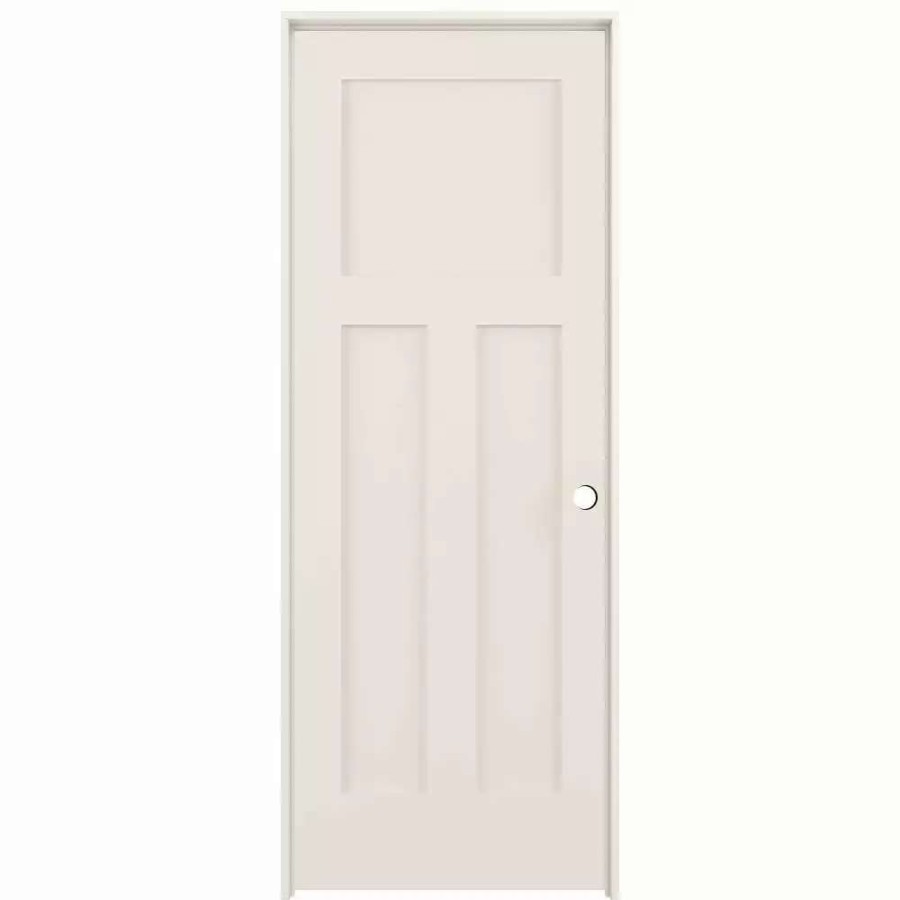 Interior Doors * | Reliabilt Prehung Interior Doors Shaker 30-In X 80-In Moonglow 3-Panel Craftsman Solid Core Prefinished Pine Mdf Left Hand Inswing Single Prehung Interior Door