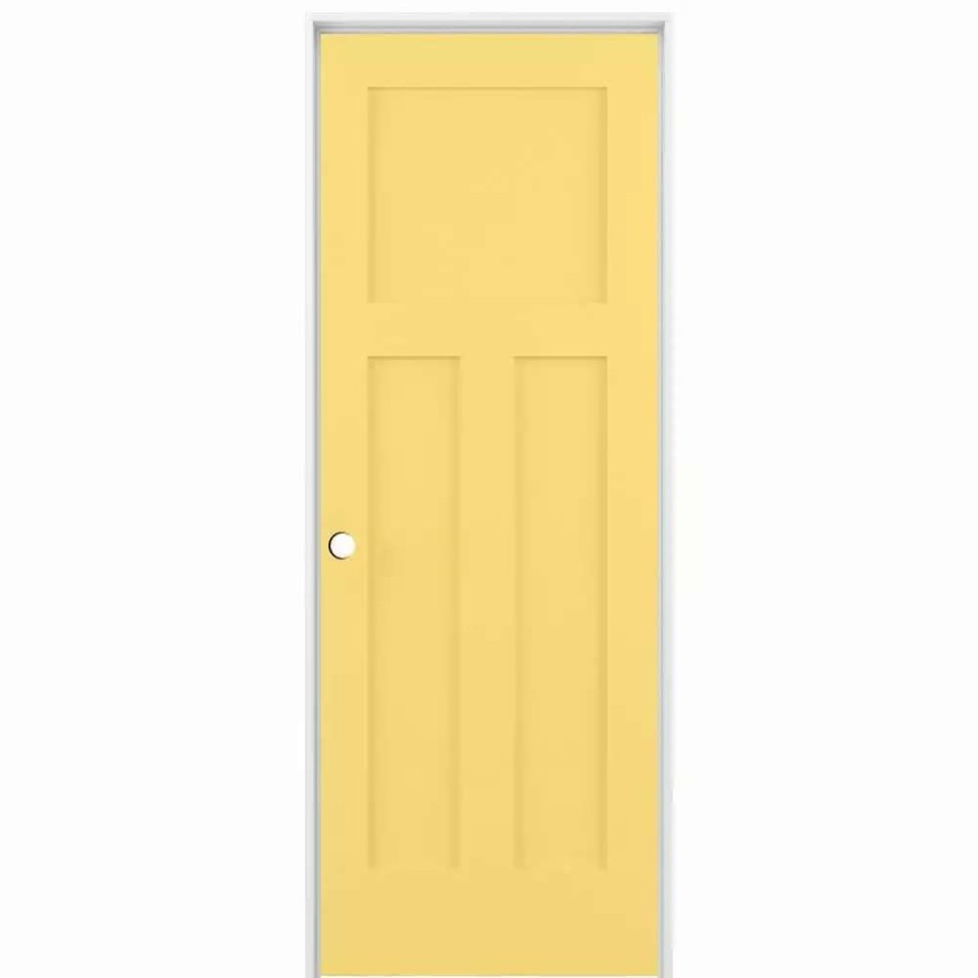 Interior Doors * | Reliabilt Prehung Interior Doors Shaker 36-In X 80-In Marigold 3-Panel Craftsman Solid Core Prefinished Pine Mdf Right Hand Inswing Single Prehung Interior Door