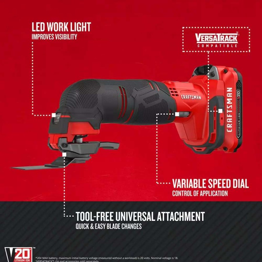 Power Tools * | Craftsman Oscillating Tool Kits V20 15-Piece 20-Volt Max Variable Speed Oscillating Multi-Tool Kit With Soft Case (1-Battery Included)