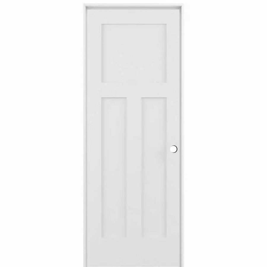 Interior Doors * | Reliabilt Prehung Interior Doors Shaker 24-In X 80-In White 3-Panel Craftsman Solid Core Prefinished Pine Mdf Left Hand Inswing Single Prehung Interior Door