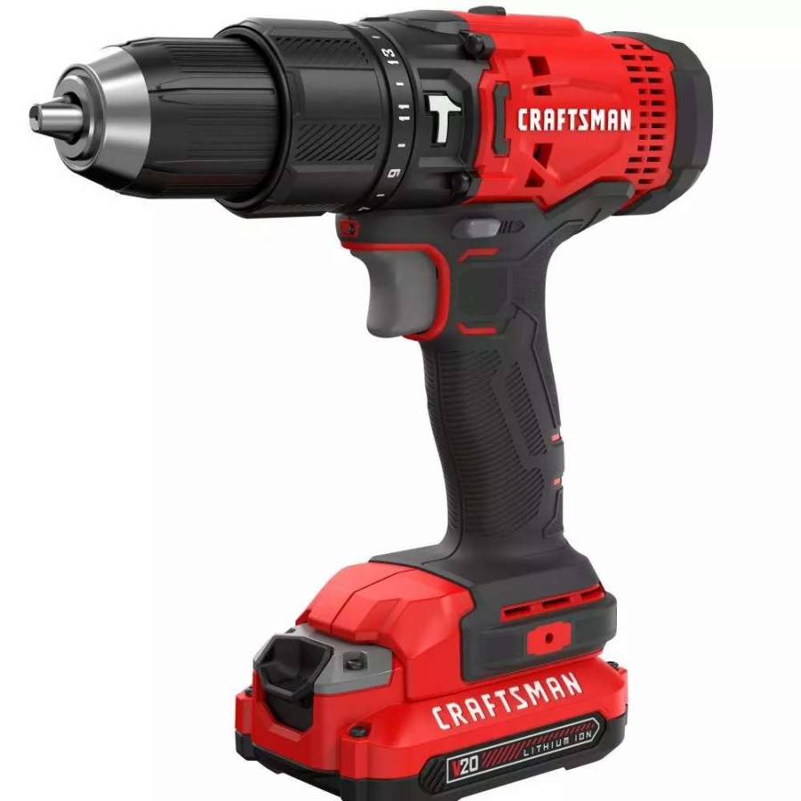 Power Tools * | Craftsman Hammer Drills V20 1/2-In 20-Volt Max Variable Speed Cordless Hammer Drill (2-Batteries Included)