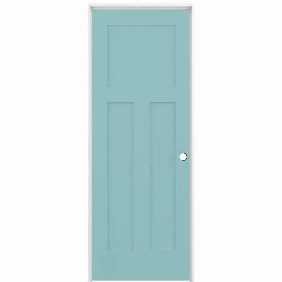 Interior Doors * | American Building Supply Prehung Interior Doors Shaker 24-In X 80-In Sea Mist 3-Panel Craftsman Solid Core Prefinished Pine Mdf Left Hand Inswing Single Prehung Interior Door